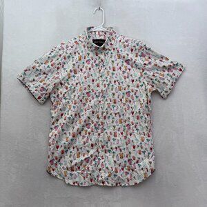 Robert Graham Shirt Mens L White Cocktail Geometric Tailored Fit Button Up